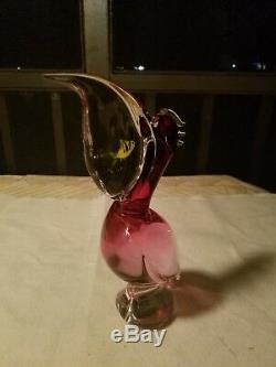 OGGETTI Italy MURANO Pelican Fish Glass Artist Sign Elio Raffaeli Sculpture BIRD