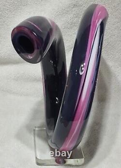 ONE OF A KIND 80's SIGNED TOLAND SAND TWISTED HOLLOW LOOP MURANO GLASS SCULPTURE