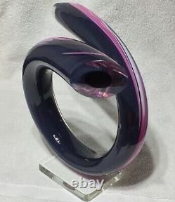 ONE OF A KIND 80's SIGNED TOLAND SAND TWISTED HOLLOW LOOP MURANO GLASS SCULPTURE