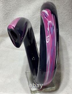 ONE OF A KIND 80's SIGNED TOLAND SAND TWISTED HOLLOW LOOP MURANO GLASS SCULPTURE