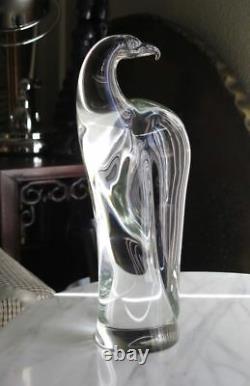 Oggetti Vintage Hand-blown Crystal Falcon Hawk Bird Art Glass Sculpture 12 Tall