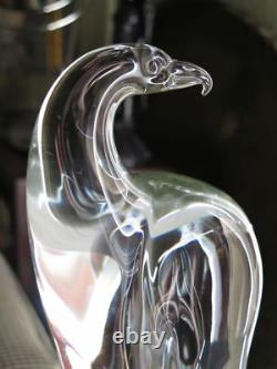 Oggetti Vintage Hand-blown Crystal Falcon Hawk Bird Art Glass Sculpture 12 Tall