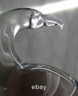 Oggetti Vintage Hand-blown Crystal Falcon Hawk Bird Art Glass Sculpture 12 Tall