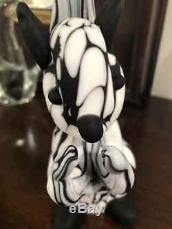 Old Rare Seguso BIANCO NERO MURANO Figure Dog Black & WHITE Squirrel Figurine