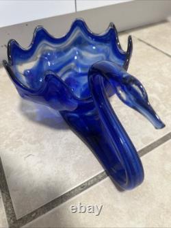 One Of A Kind Hand Blown Murano Swan Glass Bowl Decorative Centerpiece