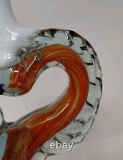 Orange Prancing Unicorn Murano Style Of Italy Retro MCM Blown Glass Sculpture