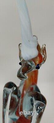 Orange Prancing Unicorn Murano Style Of Italy Retro MCM Blown Glass Sculpture