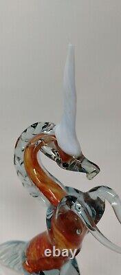 Orange Prancing Unicorn Murano Style Of Italy Retro MCM Blown Glass Sculpture