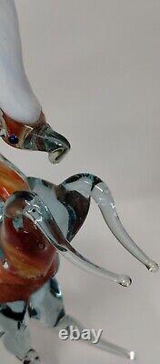 Orange Prancing Unicorn Murano Style Of Italy Retro MCM Blown Glass Sculpture