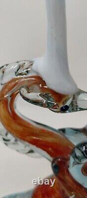 Orange Prancing Unicorn Murano Style Of Italy Retro MCM Blown Glass Sculpture