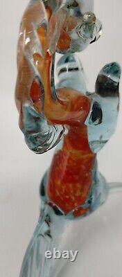 Orange Prancing Unicorn Murano Style Of Italy Retro MCM Blown Glass Sculpture