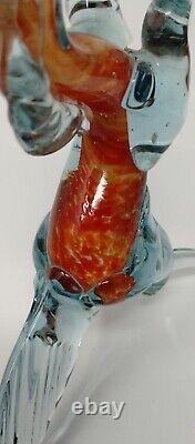 Orange Prancing Unicorn Murano Style Of Italy Retro MCM Blown Glass Sculpture