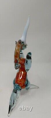 Orange Prancing Unicorn Murano Style Of Italy Retro MCM Blown Glass Sculpture