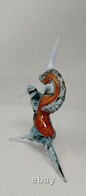 Orange Prancing Unicorn Murano Style Of Italy Retro MCM Blown Glass Sculpture