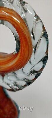 Orange Prancing Unicorn Murano Style Of Italy Retro MCM Blown Glass Sculpture