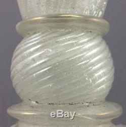 Original VENETIAN Vintage MURANO Swirled Hand Blown GLASS LAMP Silver Flakes