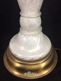 Original VENETIAN Vintage MURANO Swirled Hand Blown GLASS LAMP Silver Flakes