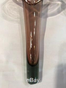 PAIR GLASS WALL SCONCE VASE MURANO GLASS LILLY 14.5 Inch Tall Each Hanging