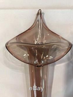 PAIR GLASS WALL SCONCE VASE MURANO GLASS LILLY 14.5 Inch Tall Each Hanging