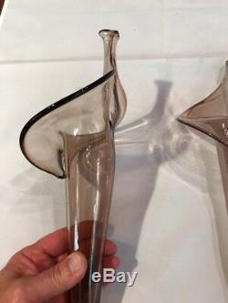 PAIR GLASS WALL SCONCE VASE MURANO GLASS LILLY 14.5 Inch Tall Each Hanging
