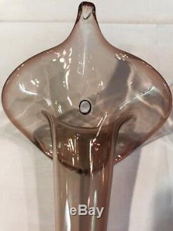 PAIR GLASS WALL SCONCE VASE MURANO GLASS LILLY 14.5 Inch Tall Each Hanging