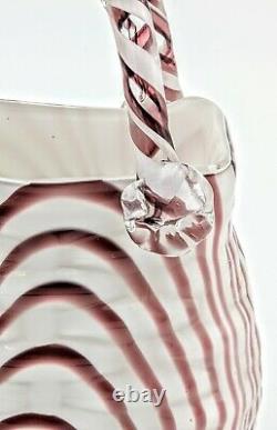 PAIR Vintage Murano Studio Art Glass Hand Blown Purse Handbag x2 Pink Maroon