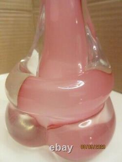 PAIR of MURANO HAND BLOWN GLASS FIGURES PINK MEXICANS with SOMBREROS, HEAVY