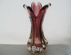 PHENOMENAL Plum MURANO Glass VASE Vaseline URANIUM Glows in BLACK LIGHT Graceful