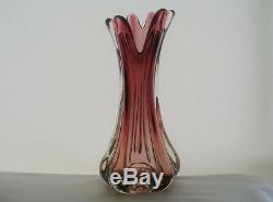 PHENOMENAL Plum MURANO Glass VASE Vaseline URANIUM Glows in BLACK LIGHT Graceful