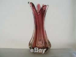 PHENOMENAL Plum MURANO Glass VASE Vaseline URANIUM Glows in BLACK LIGHT Graceful