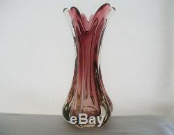 PHENOMENAL Plum MURANO Glass VASE Vaseline URANIUM Glows in BLACK LIGHT Graceful