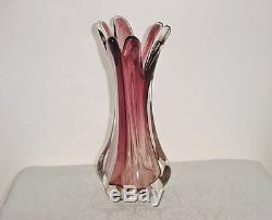 PHENOMENAL Plum MURANO Glass VASE Vaseline URANIUM Glows in BLACK LIGHT Graceful