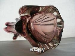 PHENOMENAL Plum MURANO Glass VASE Vaseline URANIUM Glows in BLACK LIGHT Graceful