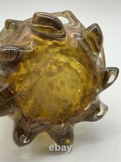 PIER 1 FLAWLESS Hand Blown Art Glass Amber Gold Metallic Swirl Tree 12