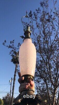 PINK 1930s RARE MURANO Glass Hand Blown Lamps Pair Cotton Candy Look Art Deco