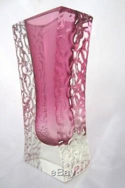 PINK textured glass block vase vintage Murano Mandruzzato 60s FINE EXAMPLE