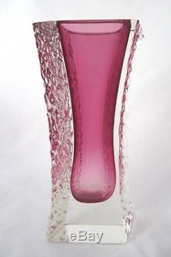 PINK textured glass block vase vintage Murano Mandruzzato 60s FINE EXAMPLE