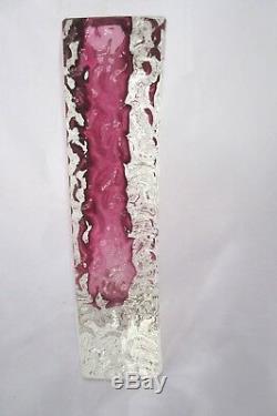 PINK textured glass block vase vintage Murano Mandruzzato 60s FINE EXAMPLE