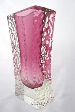 PINK textured glass block vase vintage Murano Mandruzzato 60s FINE EXAMPLE