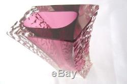 PINK textured glass block vase vintage Murano Mandruzzato 60s FINE EXAMPLE