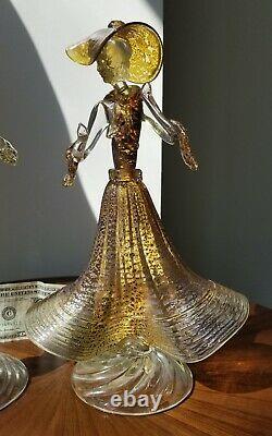 PR Vintage 13 Italian Venetian Murano Glass Man/Woman Dancer Figurines EX