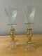 Pair 2 VINTAGE MURANO ITALY VENETIAN ART GLASS GOBLET CHALICE Goblet Green/Gold