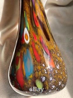 Pair Dino Martens Murano Hand-Blown Glass tall neck Vase Tosa midcentury 18
