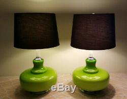 Pair Hand Blown Glass Lamps Vintage Three Way Lighting Murano Marbro Lamps