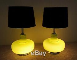 Pair Hand Blown Glass Lamps Vintage Three Way Lighting Murano Marbro Lamps