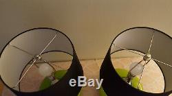 Pair Hand Blown Glass Lamps Vintage Three Way Lighting Murano Marbro Lamps