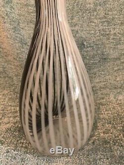 Pair MCM Venini Murano Italy Art Glass Vase TESSUTO Carlo Scarpa White/Black