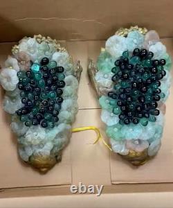 Pair Murano Wall Sconces Grapes Design Italian Hand Blown Art Glass