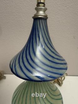 Pair Of 3 Tiered Hand Blown Glass Lamps Murano Style