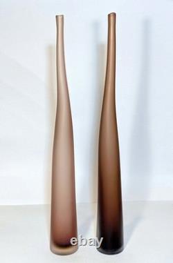 Pair Tall Laura De Santillana Vases for Arcade Satin Finish Murano